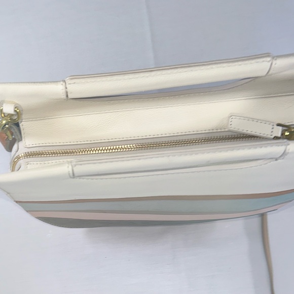 Fossil Hazel Leather Suede Crossbody Spring Stripe Multicolor Pink Blue White - Picture 8 of 16